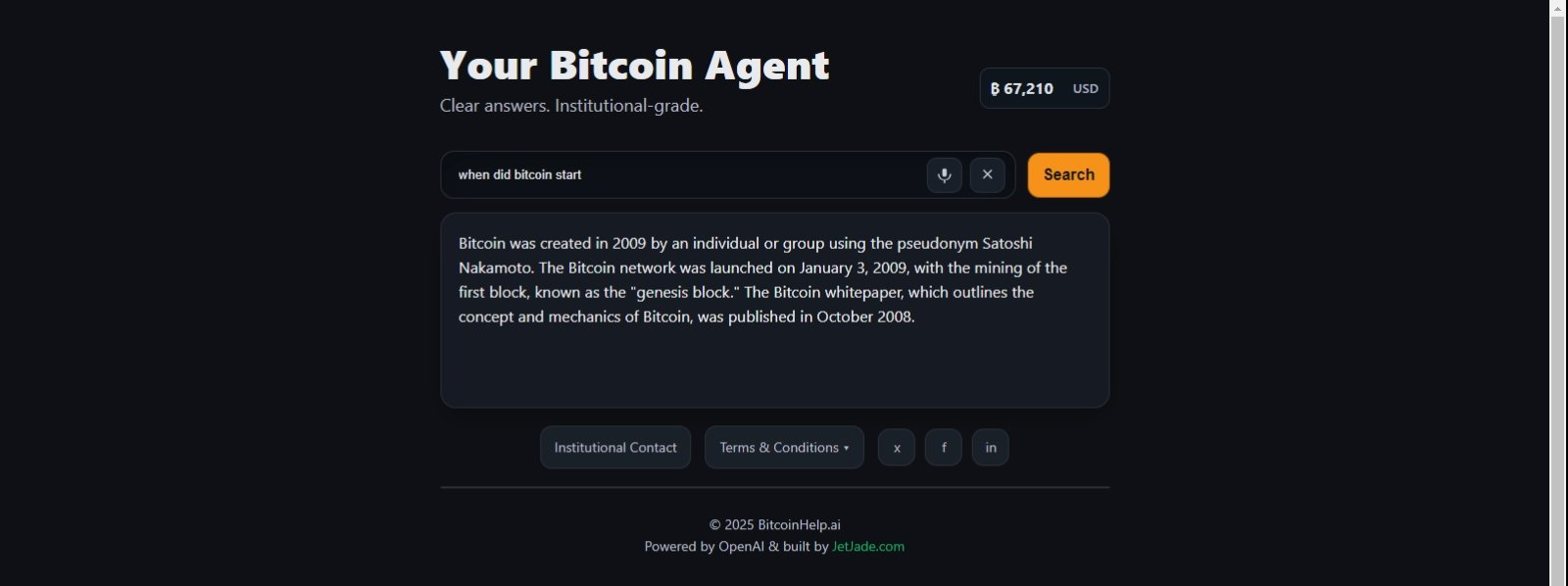 BitcoinHelp.ai screenshot